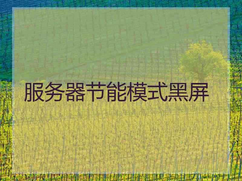 服务器节能模式黑屏 服务器节能模式黑屏