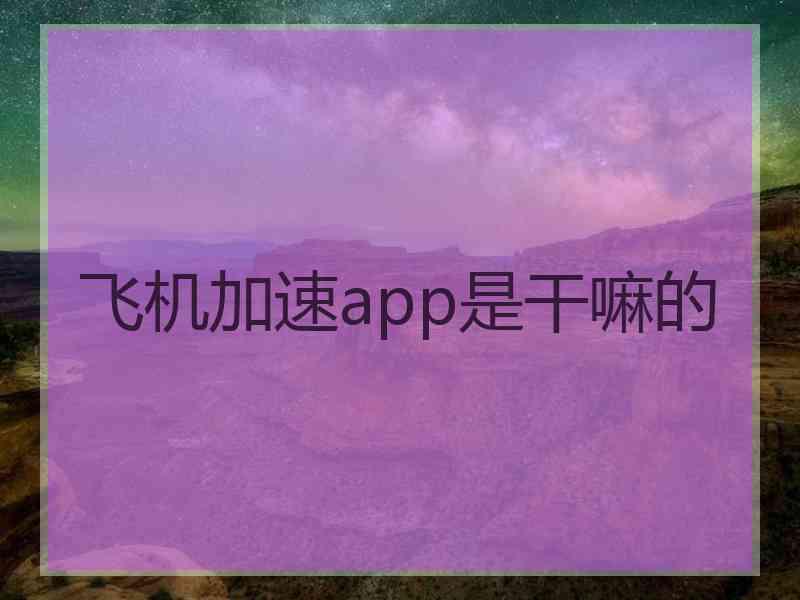 飞机加速app是干嘛的 飞机加速app是干嘛的