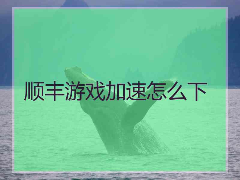 顺丰游戏加速怎么下 顺丰游戏加速怎么下