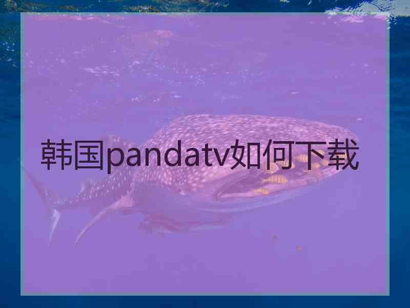 韩国pandatv如何下载