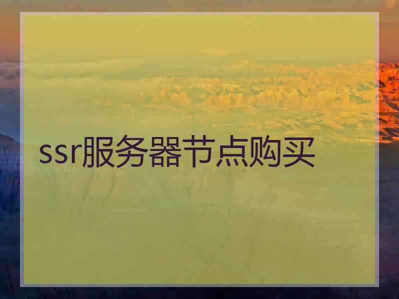 ssr服务器节点购买