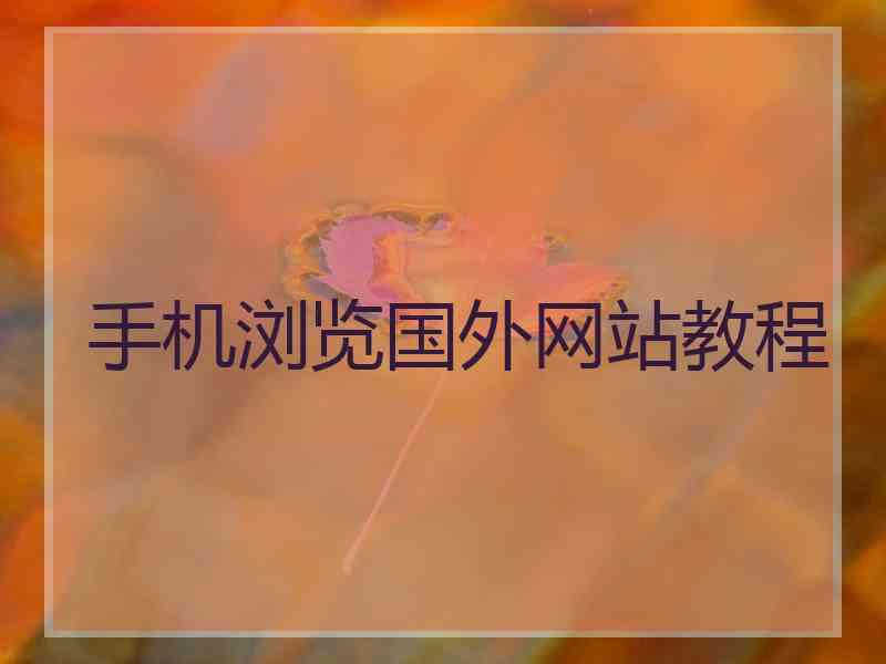 手机浏览国外网站教程