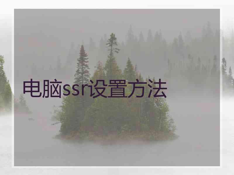 电脑ssr设置方法