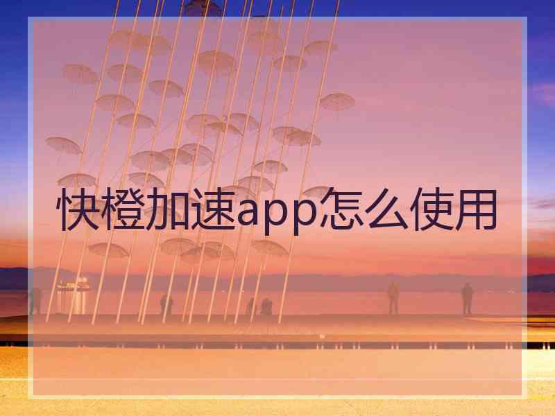 快橙加速app怎么使用