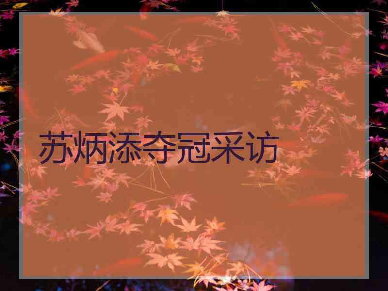 苏炳添夺冠采访