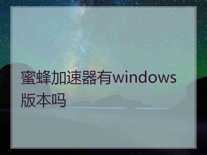 蜜蜂加速器有windows版本吗