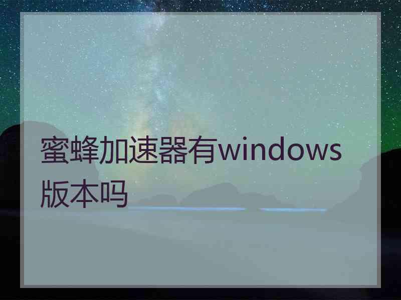 蜜蜂加速器有windows版本吗