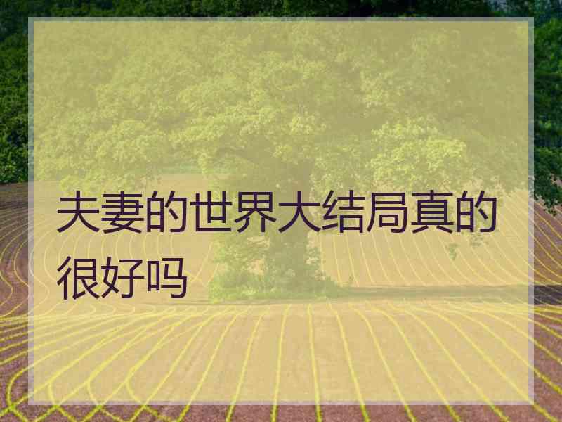 夫妻的世界大结局真的很好吗