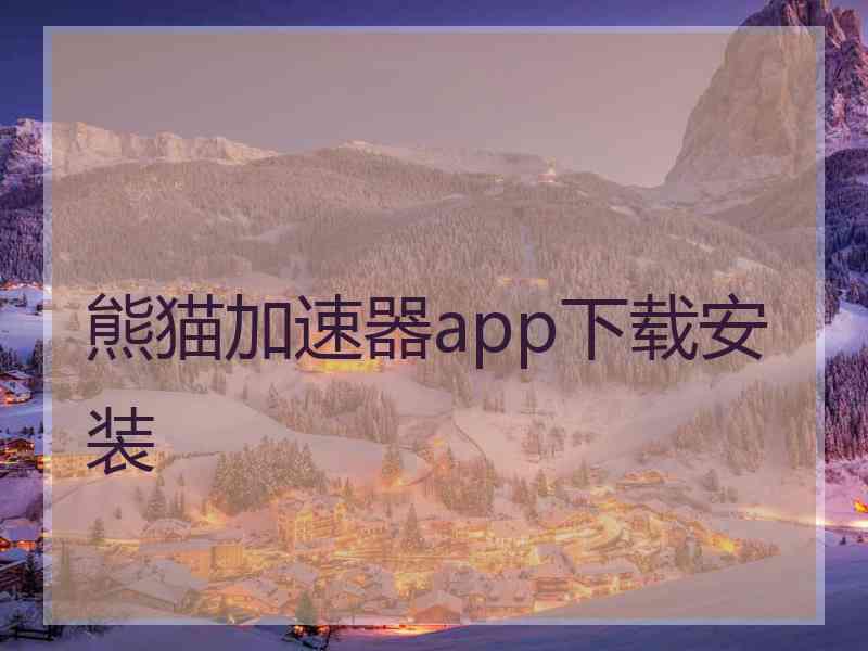 熊猫加速器app下载安装