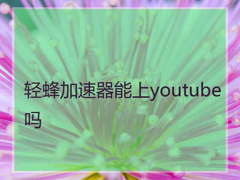 轻蜂加速器能上youtube吗