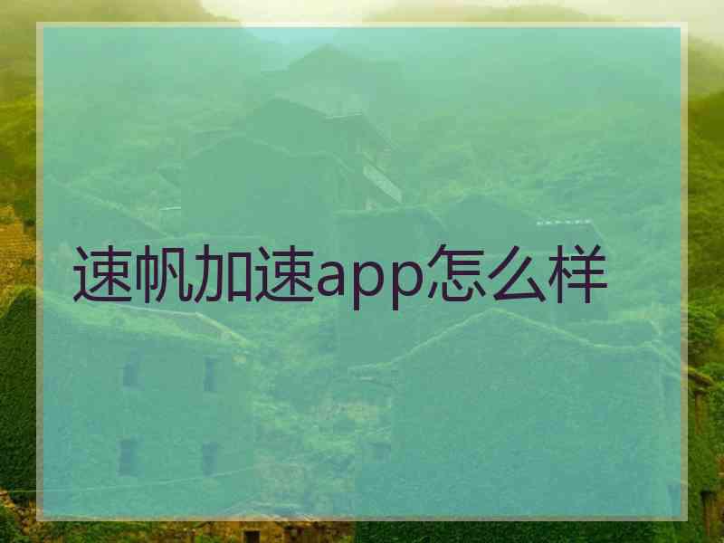 速帆加速app怎么样