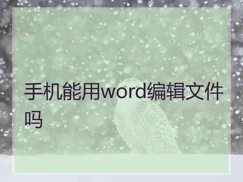 手机能用word编辑文件吗